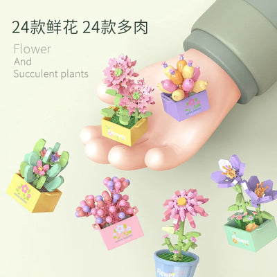 Bouquet Flower Mini Diy Building Block Toys for Children Bricks Blocks for Adults Constructor Micro Bricks Construction Set Gift by Smarsty