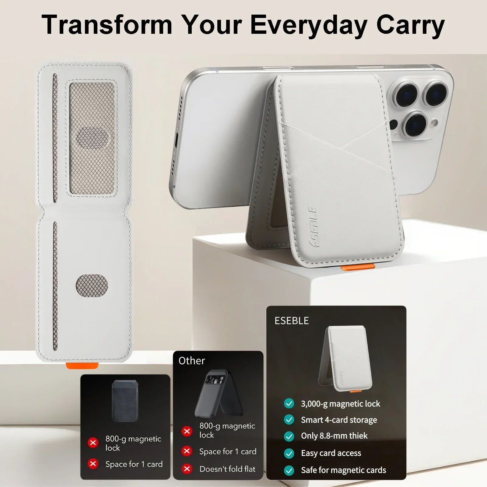 Luxury Leather Cellphone Magsafe Magnetic Card Holder For IPhone 14 13 15 16 17 Pro Max 16Plus RFID Anti-Skimming Bank ID Card