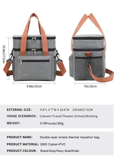Insulated Cooler Lunch Bag Tote For Women Men Travel - Smarsty