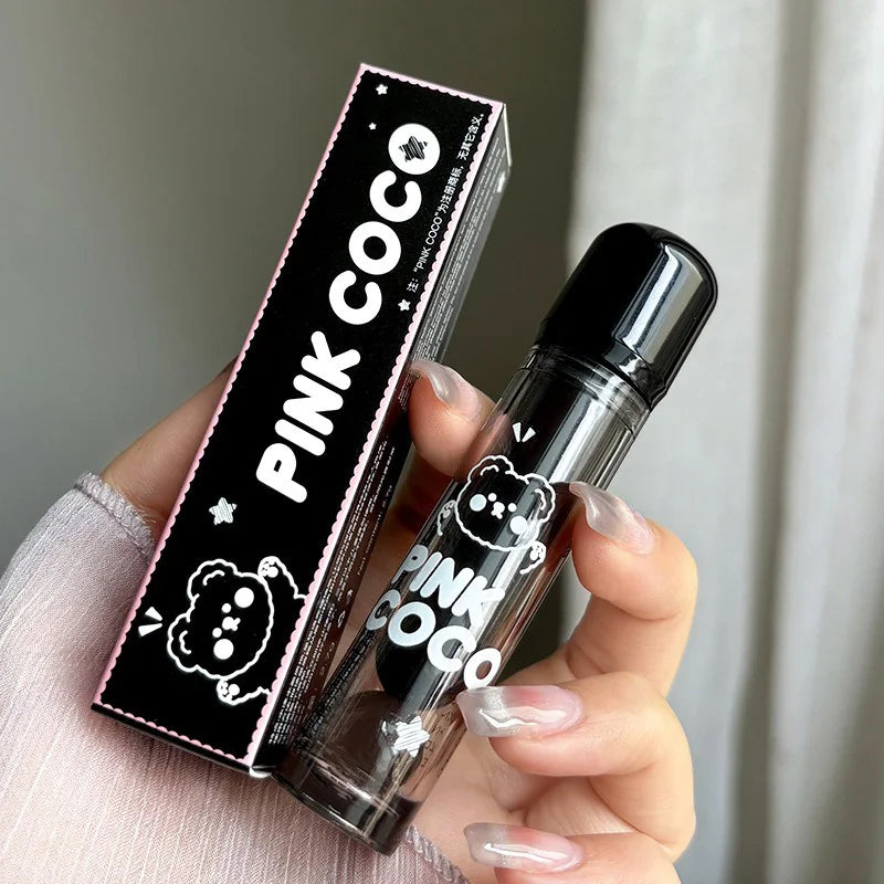 Pinkcoco Bear Doodle Mirror Lip Glaze Long Lasting Shine - Smarsty