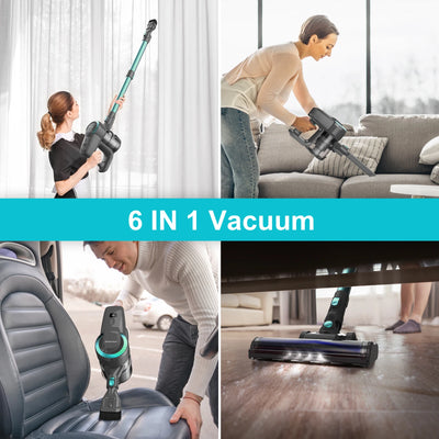 YISORA N300 Cordless Upright Vacuum Cleaner, 20Kpa Ultra Lightweight Stick Vacuum for Carpet, Hard Floor, Car, Pet Hair - Smarsty