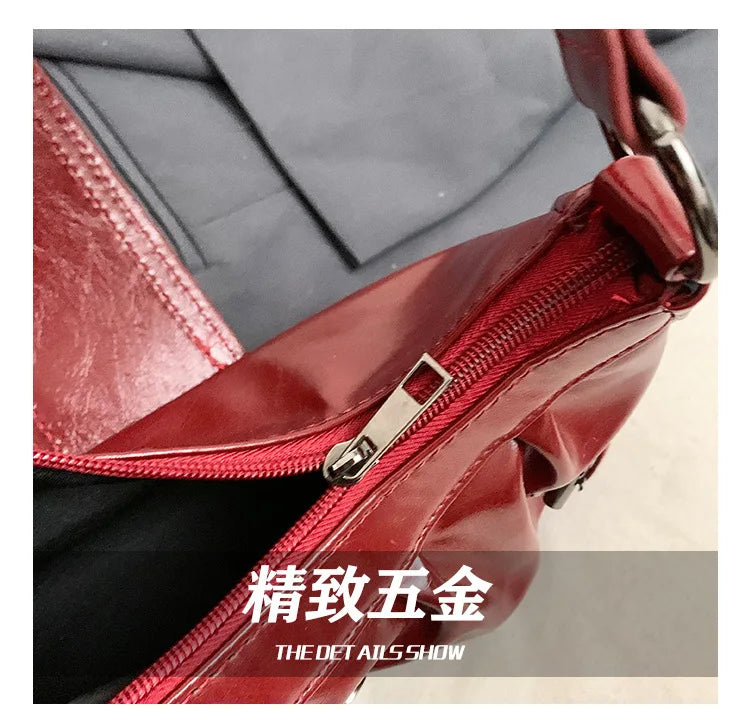 Vintage Leather Shoulder Mini Bag Y2K Wasteland Style - Smarsty