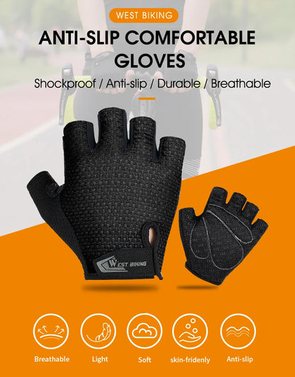 West Biking Full Finger Cycling Gloves Non Slip Silicone Palm - Smarsty