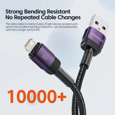 Toocki USB Cable For iPhone 14 13 12 Pro Max X XS XR 8 7 Plus iPad Fast Charging Charger Aluminum iP Cable For iPhone Data Cord - Smarsty