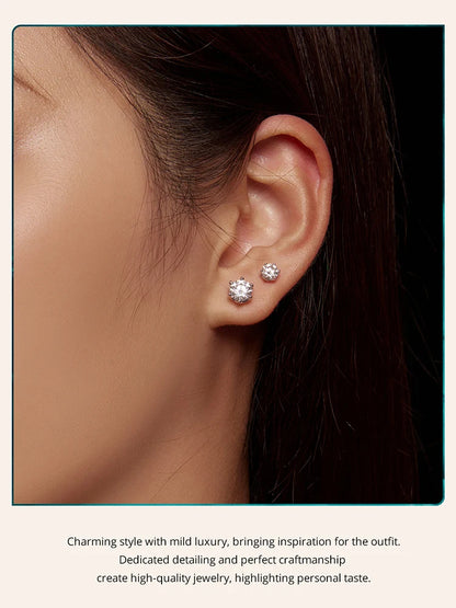 Moissanite Stud Earrings Sterling Silver Brilliant Cut - Smarsty