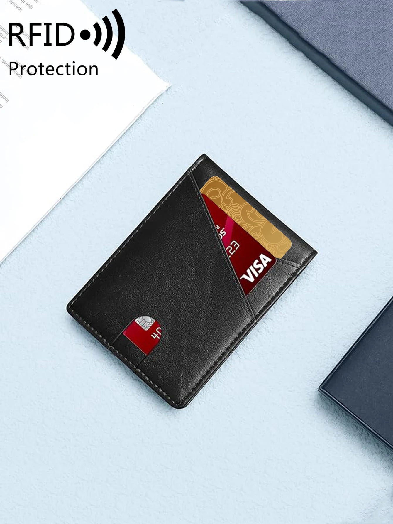 Minimalist men's wallet RFID anti-theft brush double fold cross front pocket portable card holder 12 card multifunctional wallet - Smarsty