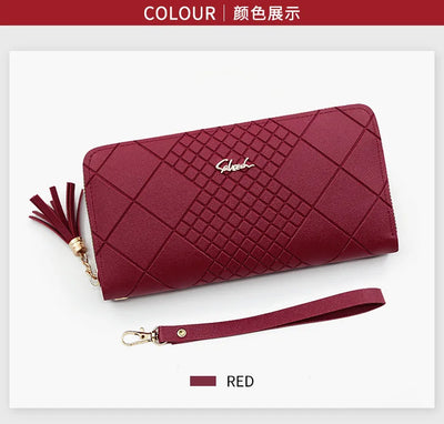 Zipper Money Coin Purse Women Card Holder Long PU Leather Clutch Wallet Large Capacity Lady Wristlet Phone HandBags Money Pocket - Smarsty