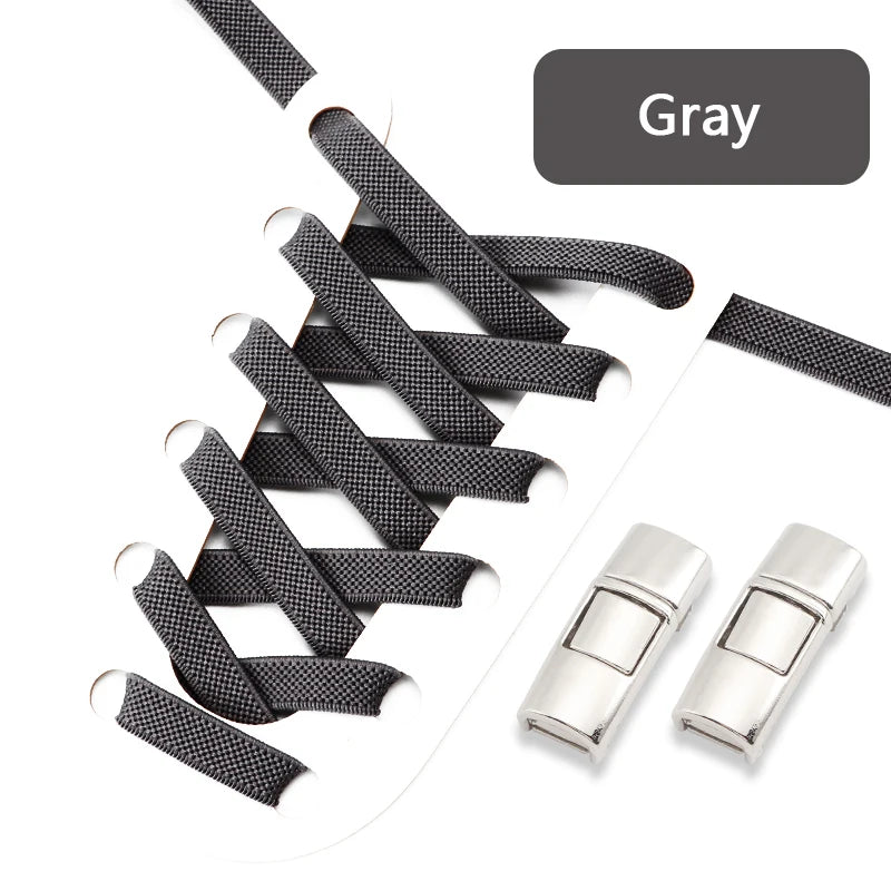 Elastic Laces Sneakers Press Lock Shoelaces Without Ties 8MM Wide Flats No Tie Shoe Laces Kids Adult Sports Running Shoelace NEW