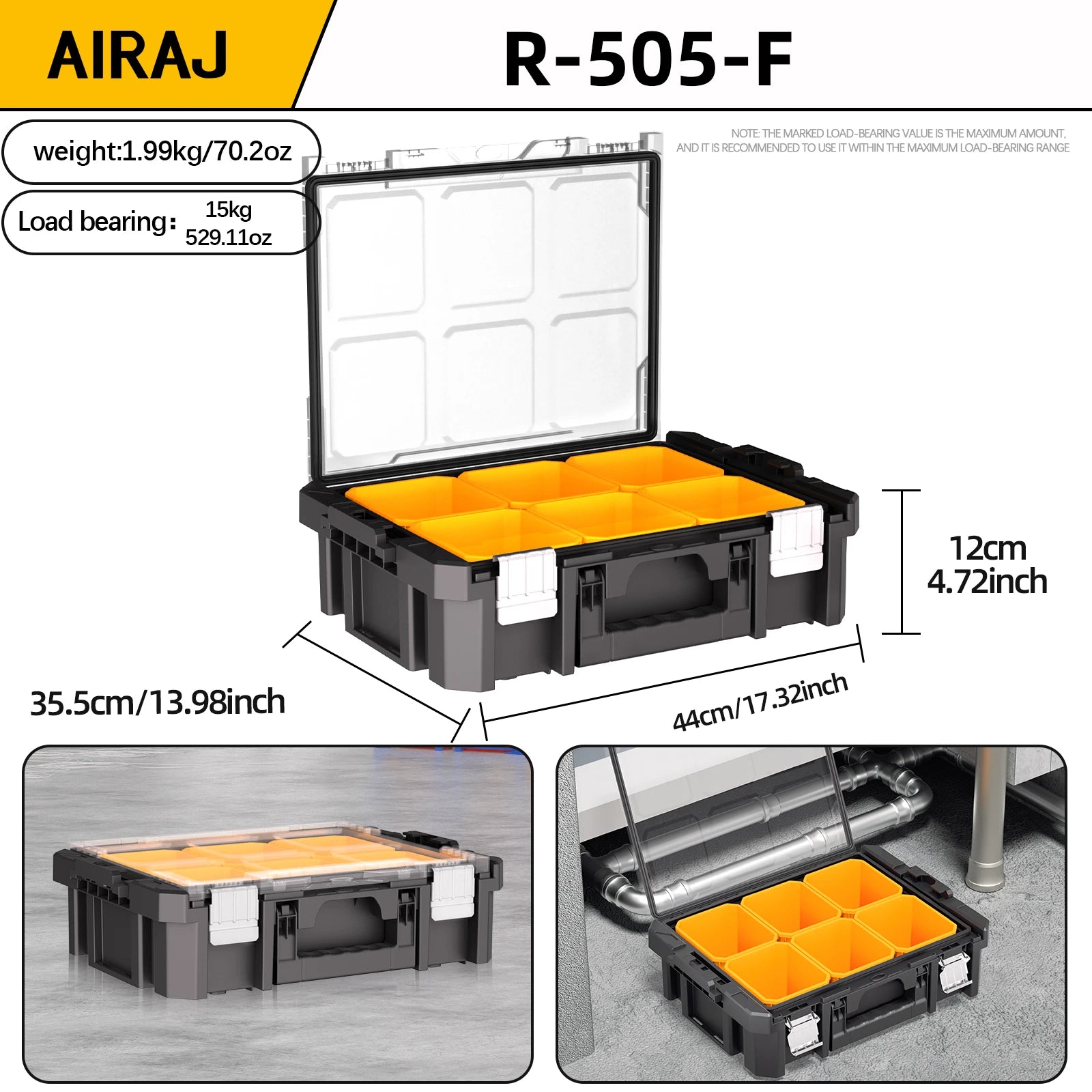AIRAJ MultiFunctional Tier Stackable Rolling Plastic Portable Folding Tool Storage Box , Suitable for Garage Storage