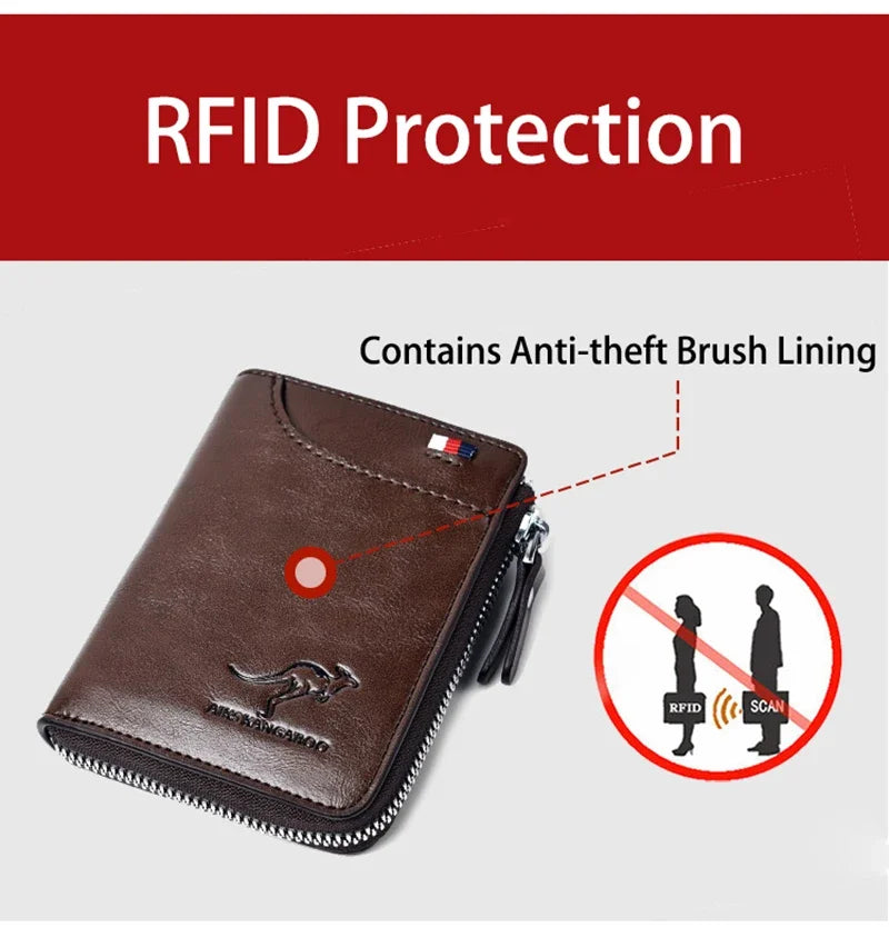 ANTI RFID Blocking Protection for Men High Quality Wallet Zipper Business Card Holder Purse Luxury Wallets Carteira Masculina - Smarsty