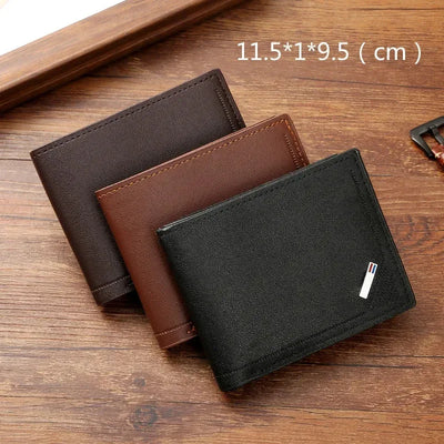Men's leather short wallet thin wallet foldable minimalist soft leather wallet - Smarsty