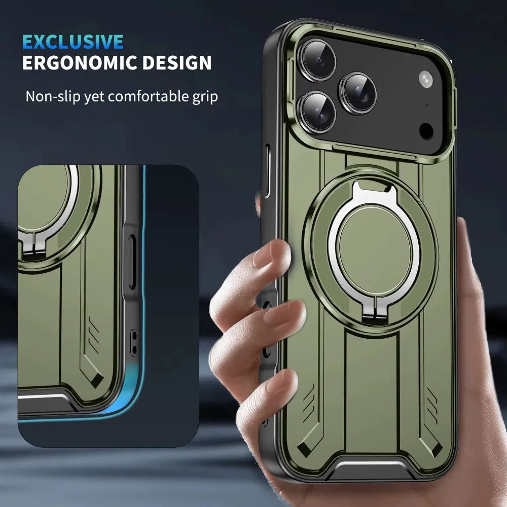 Magnetic Phone Case with 360° Rotate Stand for IPhone 17 16 15 14 13 12 11 Pro Max Plus For Magsafe Wireless Charge Armor