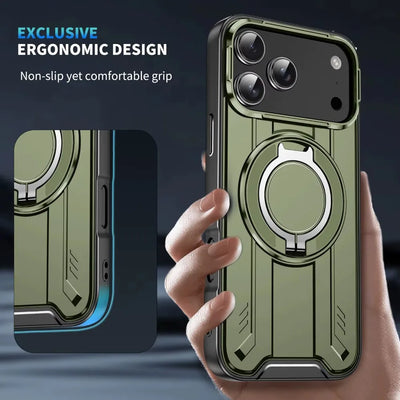 Magnetic Phone Case with 360° Rotate Stand for IPhone 17 16 15 14 13 12 11 Pro Max Plus For Magsafe Wireless Charge Armor