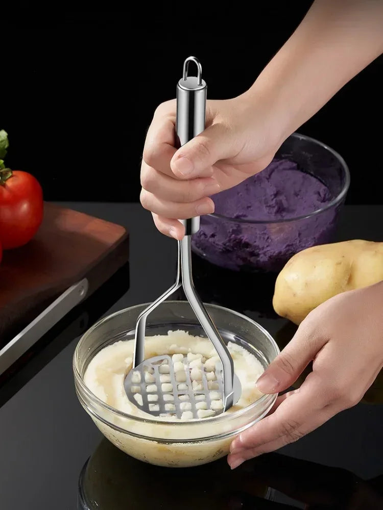 Stainless Steel Potato Masher Pumpkin Garlic Vegetable Fruit Easy Mud Press Grinder Children Food Crusher Kitchen Accessories