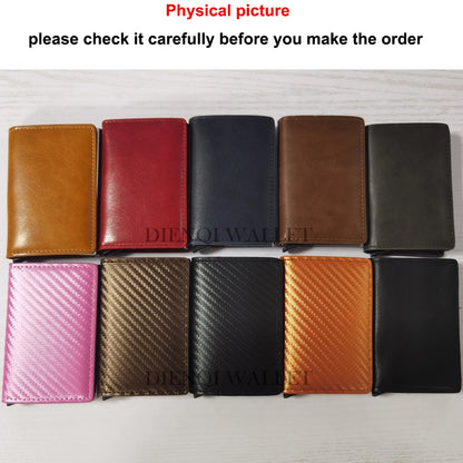 Anti Rfid Carbon Fiber ID Credit Card Holder Men Wallets Mini Automatic Pop up Bank Cardholder Case Minimalist Vallet Choice