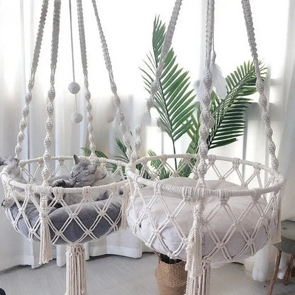 Handwoven Cat Hammock Swing Bed for Cozy Comfort - Smarsty