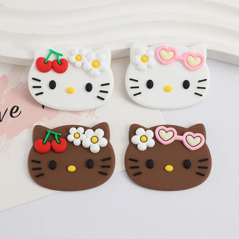 Beach Style Tropical Tan Hello Kitty Shoe Charms Set For DIY Clogs Sandals Decoration KT Cat PVC Material Design Christmas Gifts
