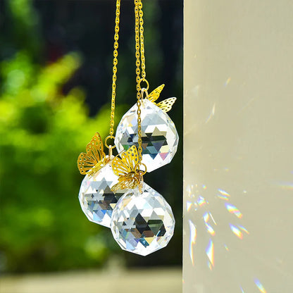 Handmade Butterfly Crystal Ball Prism Suncatcher Decor - Smarsty