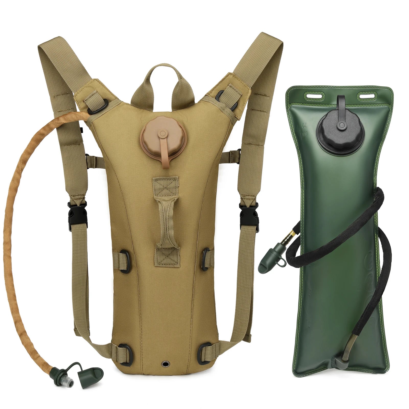Tactical Water Hydration Pack - Military Class Camel Backpack with 3L Leakproof Water Bladder for Running, Jogging, Cycling - Smarsty