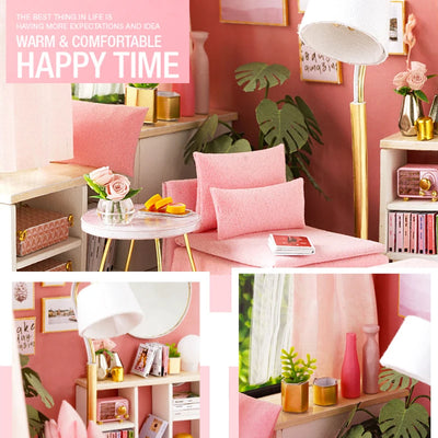 Wooden Mini Miniature Doll House DIY Small House Kit 3D Puzzle Building Assembly House Furniture Toy Children's Birthday Gifts by Smarsty