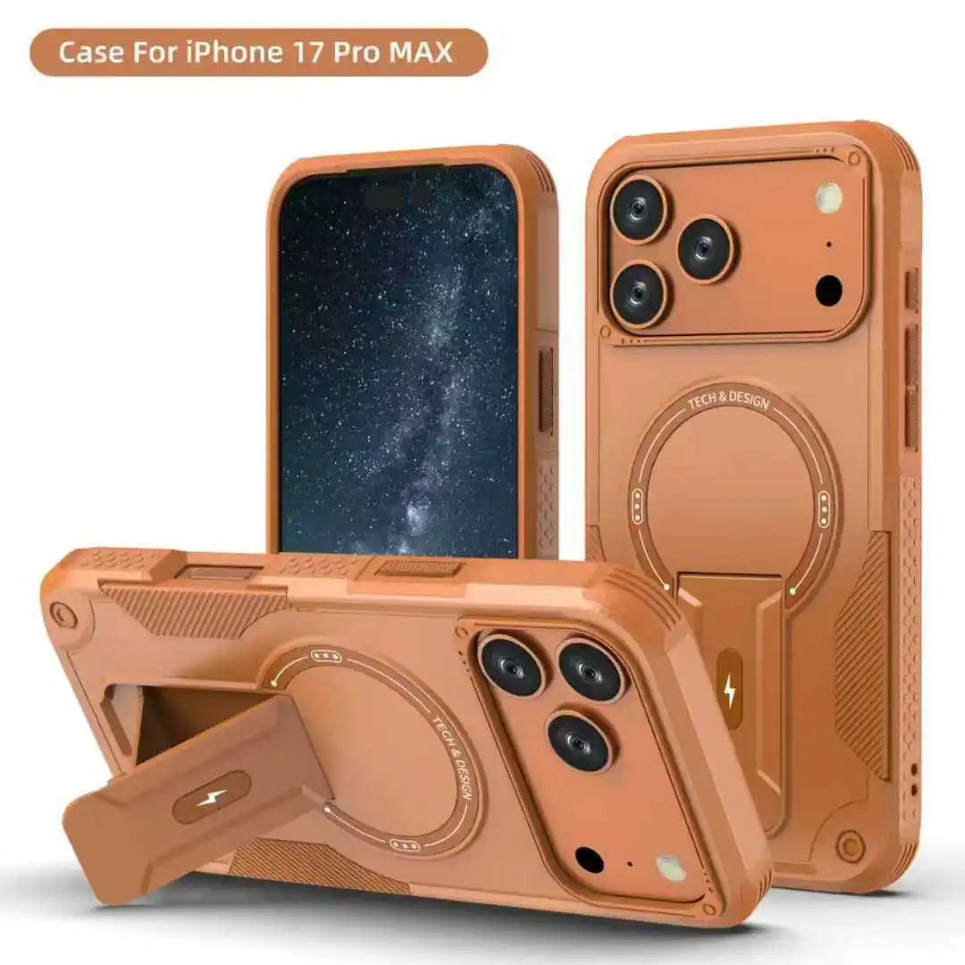 Armour Invisible Bracket For Magsafe Case For iPhone 17 Pro Max Magnetic Wireless Charge Stand Holder Coque  Cover
