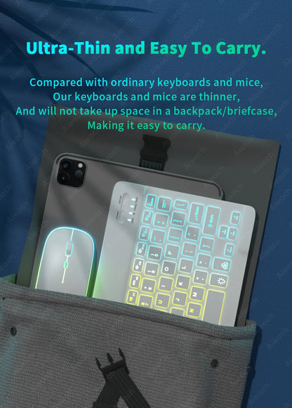 Wireless Tablet Keyboard with Rainbow Backlit for iPad