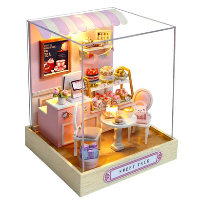 Wooden Mini Miniature Doll House DIY Small House Kit 3D Puzzle Building Assembly House Furniture Toy Children's Birthday Gifts