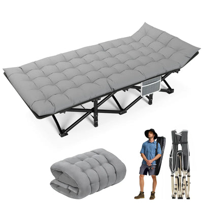 Folding Camping Cot Camp Cots Portable Heavy Duty Outdoor Camping Bed for Adults Home Beach RV Noon Break 200KG Bearing - Smarsty