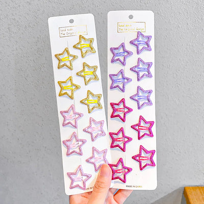 Cute Colorful Star Hair Clips Set for Girls - Smarsty