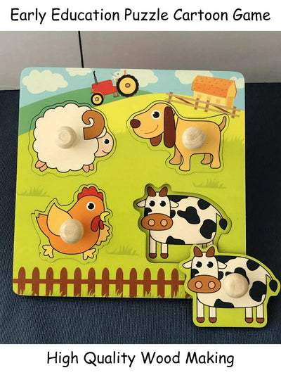 1 Set Shape Matching Farm Animals Puzzle Children's Enlightenment Early Education Cognitive Benefits Intelligence Toys - Smarsty