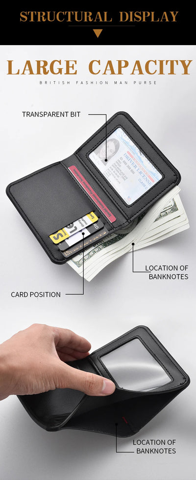 1Pc New Ultra-thin Mini Soft PU Leather Credit Card Wallet Holder Short Vertical High Quality Men's Wallet - Smarsty