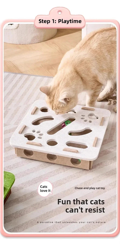 Cat Puzzle Toy Felt Puzzle Box Cat Exercise Toy With Ball Indoor Sports Entertainment Hunting Cat Toys For Indoor Cats - Smarsty