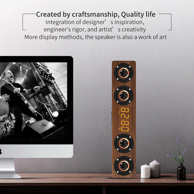 Rechargeable Wooden Alarm Clock with Bluetooth Speaker - Smarsty