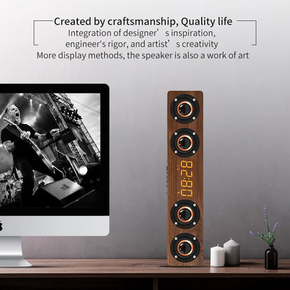 Rechargeable Wooden Alarm Clock with Bluetooth Speaker - Smarsty