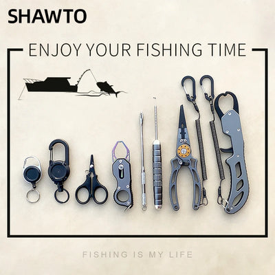 Shawto Titanium Coating Stainless Steel Fishing Scissor Plier Cut PE Braid Line Cutter Plies Carp Fishing Accessories Tools