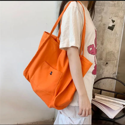 Canvas Reusable Shopping Bag For Women Portable Tote - Smarsty