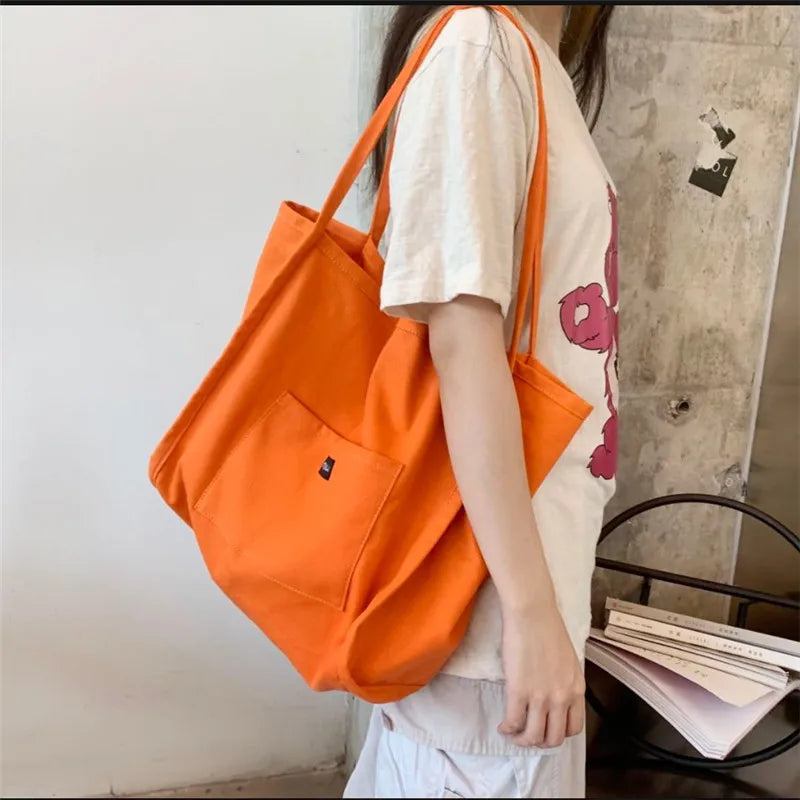 Canvas Reusable Shopping Bag For Women Portable Tote - Smarsty