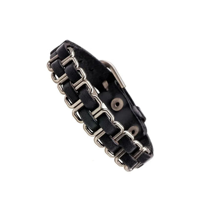 Punk Dark PU Chain Bracelet Multi Layered Fashion Jewelry - Smarsty