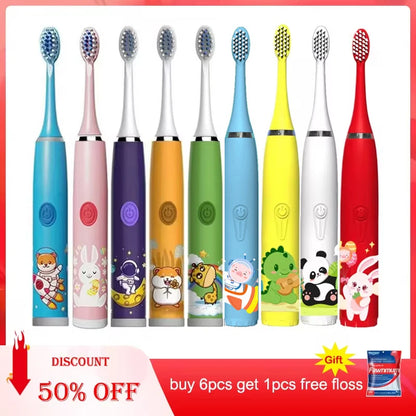 Child's Rechargeable Sonic Electric Toothbrush With Replacement Heads - Smarsty