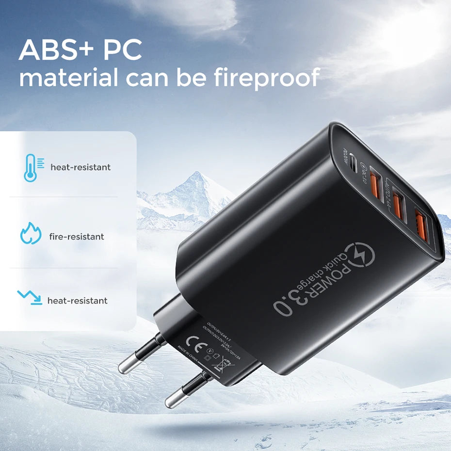 48W USB C WallMountedCharger PD Fast Charge 3.0 Universal - Smarsty