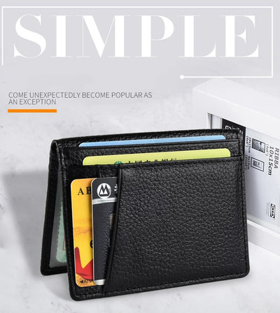 YUECIMIE Super Slim Soft Wallet Genuine Leather Mini Credit Card Holder Wallets Purse Thin Small Card Holders Men Wallet - Smarsty