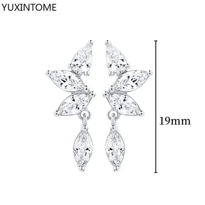925 Sterling Silver Hoop Earrings White Crystal Luxury - Smarsty