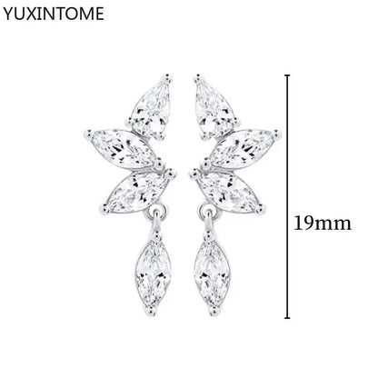 925 Sterling Silver Hoop Earrings White Crystal Luxury - Smarsty