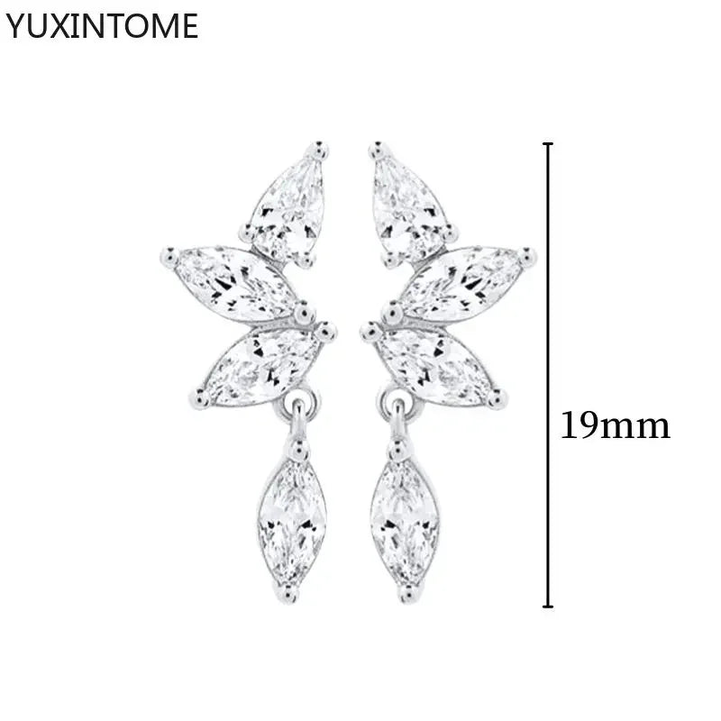 925 Sterling Silver Hoop Earrings White Crystal Luxury - Smarsty