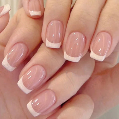 24 Piece Short Square Fake Nails with French Tips - Smarsty