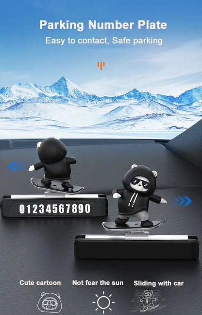 Bear Cartoon Magnetic Parking Number Plate For Car Dashboard - Smarsty