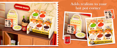 Rolife Panda Hot Pot DIY Modern Miniature Assembly Model Kit Tiny Accessories Themed Diorama For Stress Relief Kids Adults