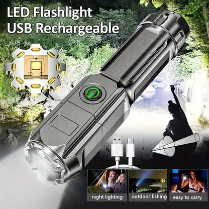 4 Lighting Mode Super Bright LED Flashlights Telescopic Zoom Tactical Torch USB 18650 Long-Range Waterproof Camping Flashlight by Smarsty
