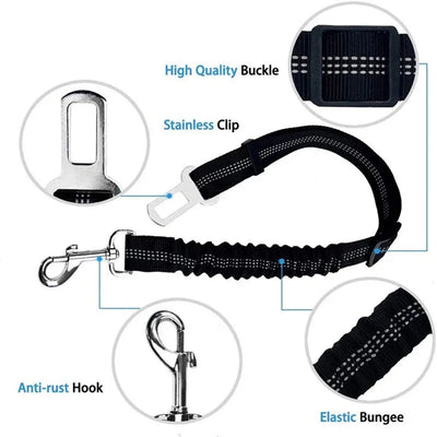Adjustable Dog Car Seat Belt Harness with Reflective Cushioning - Smarsty