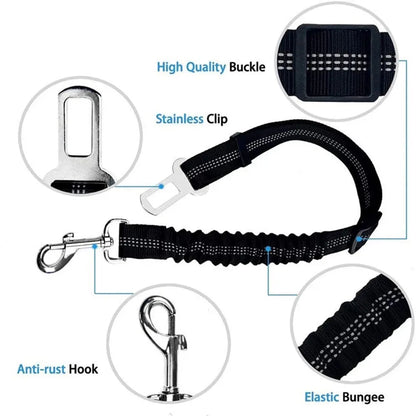 Adjustable Dog Car Seat Belt Harness with Reflective Cushioning - Smarsty